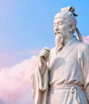 古风人物雕像蓝天白云背景611#横屏 