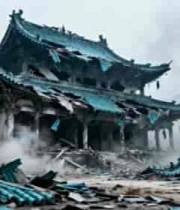 古建筑损毁场景素材4365#横屏 