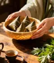 古装女子手持竹篮粽子5546#横屏 