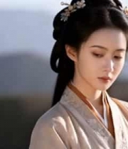 古装女子山间低眸特写4624#横屏 