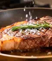 锅中煎制牛排特写3888#横屏 