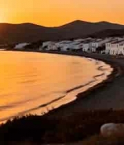 海岸日落时沿岸白色房屋景观511#横屏 