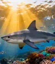 海底鲨鱼与鱼群珊瑚景观3235#横屏 