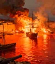海港船只燃烧场景1840#横屏 