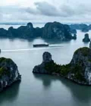 海上岛屿与船只全景3593#横屏 