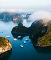 海上岛屿船只全景3594#横屏 