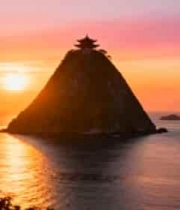 海上岛屿日落全景(2)3733#横屏 