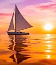 海上帆船日落景象(1)565#横屏 