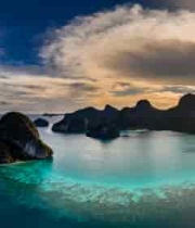 海上岛屿日落全景(1)2636#横屏 