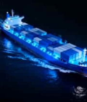 海上航行的集装箱货轮素材4040#横屏 