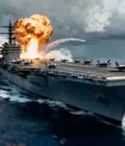海上航母爆炸场景3450#横屏 