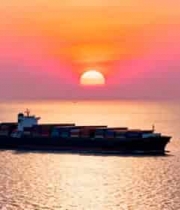 海上集装箱货轮日落景象319#横屏 