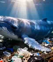 海洋中鲸鱼身处塑料垃圾中4227#横屏 