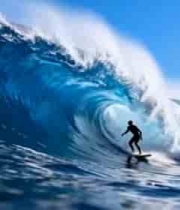 海洋中冲浪者驾驭海浪瞬间173#横屏 