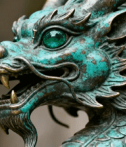 青铜龙首雕塑特写754#横屏 