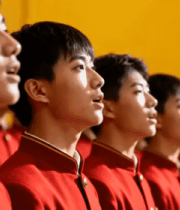 青少年合唱红色服装特写13798#横屏 