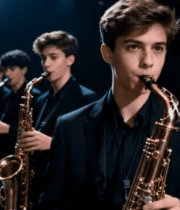 青少年演奏萨克斯画面8975#横屏 