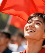 青年挥舞红旗场景5581#横屏 