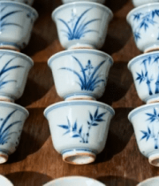 青花瓷茶杯特写素材15024#横屏 