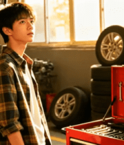 汽修厂年轻男性技工工作场景391#横屏 