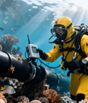 潜水员海底检查管道素材7466#横屏 