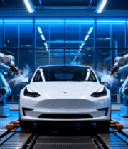 汽车工厂机械臂组装新能源汽车8746#横屏 