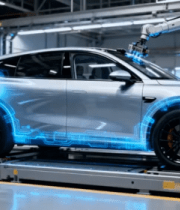 汽车工厂生产线机械臂组装汽车13533#横屏 