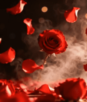 飘落的红玫瑰与花瓣13092#横屏 