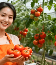 女子在大棚内采摘西红柿9765#横屏 