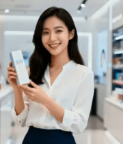 女性在美妆店挑选护肤品7806#横屏 