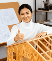 女设计师展示房屋模型14437#横屏 