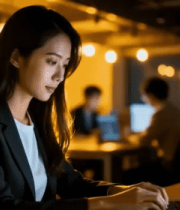 女商人办公室操作电脑画面8476#横屏 