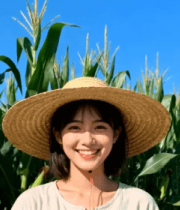 女孩站在玉米地微笑4893#横屏 