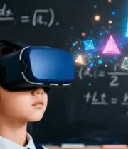 女孩佩戴眼镜体验虚拟现实11786#横屏 