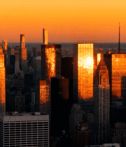 纽约曼哈顿城市高楼日落景象7198#横屏 