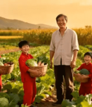 农民与孩童农田丰收场景2475#横屏 