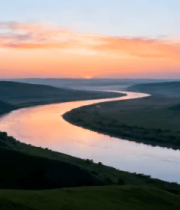 内蒙古草原河流日落景观2041#横屏 