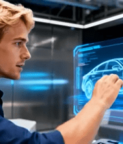 男子操作虚拟汽车界面素材8079#横屏 