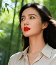 竹林中长发女子特写10439#横屏 