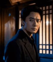 	 男子于古建场景中转身回望8671#横屏 