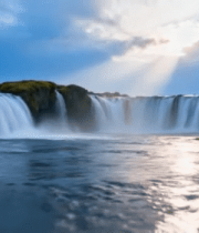 自然风光瀑布阳光洒落场景11377#横屏 