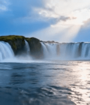 	 自然风光瀑布阳光洒落场景11377#横屏 