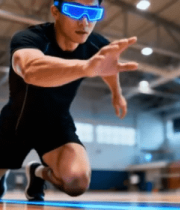 	 男子室内佩戴护目镜起跑训练14061#横屏 