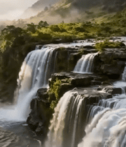 自然风光瀑布河流森林景观1095#横屏 