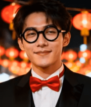 男子街头竖拇指贺新年4967#横屏 