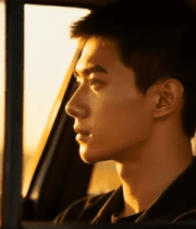 男子驾驶汽车车内特写10093#横屏 