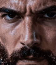 男性面部特写汗水4478#横屏 