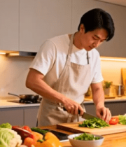 	 男性厨房切蔬菜素材7637#横屏 