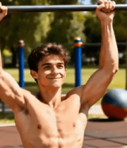 男性户外公园做引体向上657#横屏 