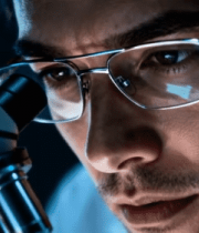 男士使用显微镜进行实验研究2953#横屏 